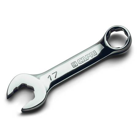 CAPRI TOOLS 17 mm WaveDrive Pro Stubby Combination Wrench for Regular and Rounded Bolts CP11750-M17SB